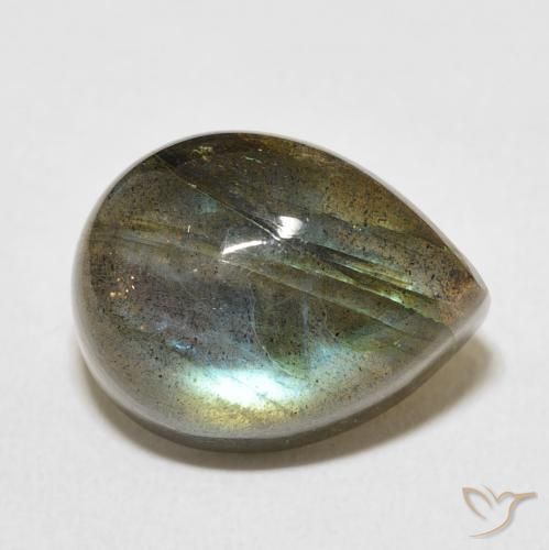 Labradorita Multicolorido Natural 11.20ct, Formato de pêra, Translúcido