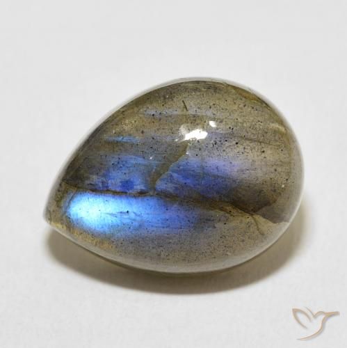 10.55ct Natural Multicolorido Labradorita, Formato de pêra, Translúcido