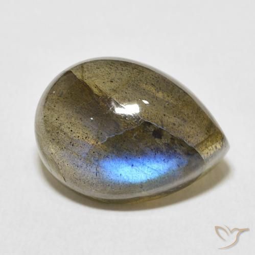 Labradorita Multicolorido Natural 10.55ct, Formato de pêra, Translúcido