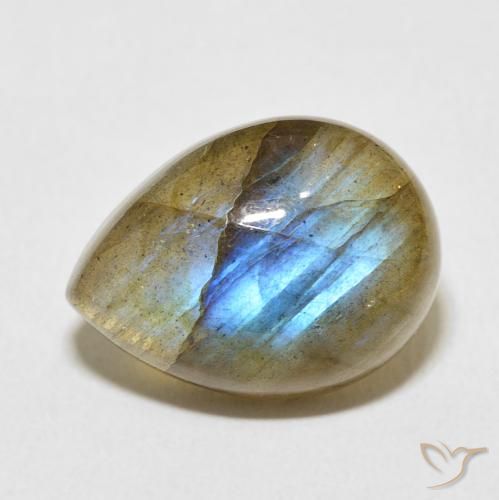 9.34ct Natural Multicolorido Labradorita, Formato de pêra, Translúcido