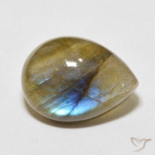 Labradorita Multicolorido Natural 9.34ct, Formato de pêra, Translúcido
