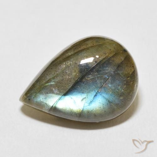 11.39ct Natural Multicolorido Labradorita, Formato de pêra, Translúcido