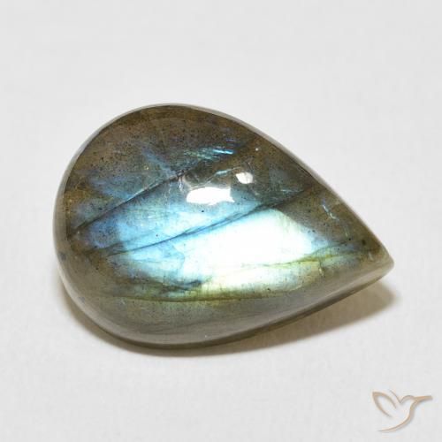Labradorita Multicolorido Natural 11.39ct, Formato de pêra, Translúcido