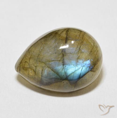 8.95ct Natural Multicolorido Labradorita, Formato de pêra, Translúcido