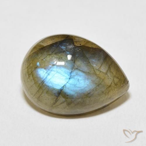 Labradorita Multicolorido Natural 8.95ct, Formato de pêra, Translúcido