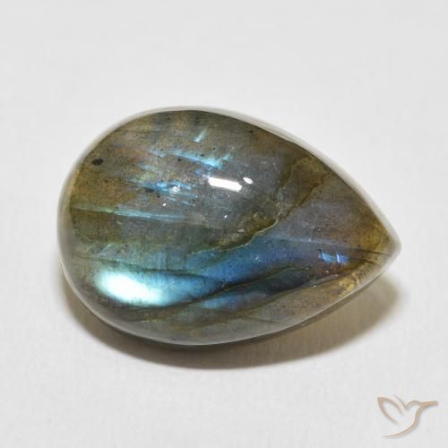 Labradorita Multicolorido Natural 12.70ct, Formato de pêra, Translúcido