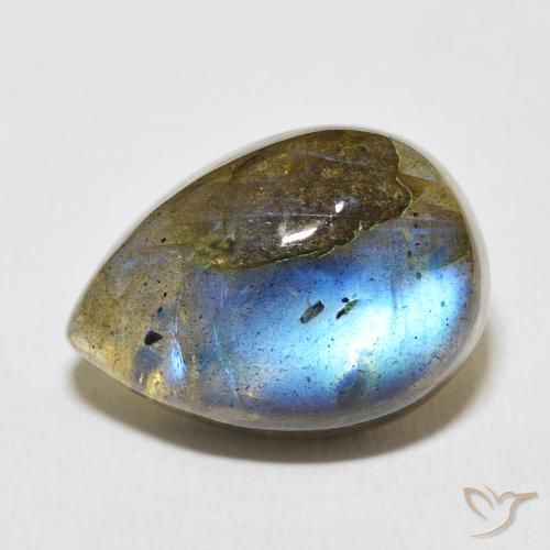 13.81ct Natural Multicolorido Labradorita, Formato de pêra, Translúcido