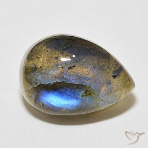 Labradorita Multicolorido Natural 13.81ct, Formato de pêra, Translúcido
