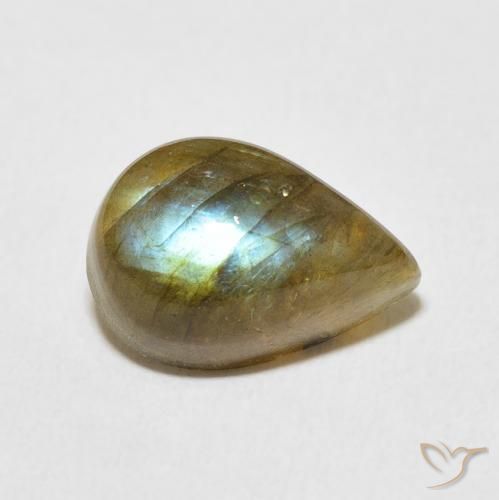 Labradorita Multicolorido Natural 5.27ct, Formato de pêra, Translúcido