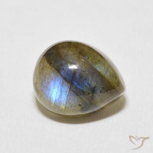 Labradorita Multicolorido Natural 4.24ct, Formato de pêra, Translúcido