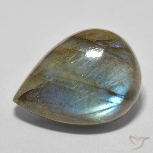 Labradorita multicolorido natural 17,48ct, formato de pêra, translúcido