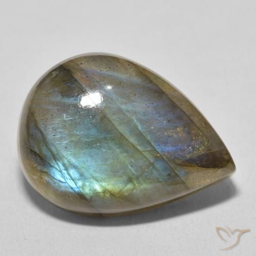 Labradorita multicolorido natural 17,48ct, formato de pêra, translúcido