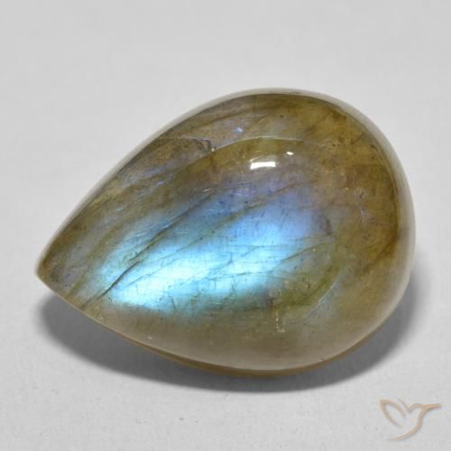 17.02ct Natural Multicolorido Labradorita, Formato de pêra, Translúcido, Photo A