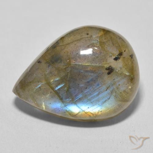 16.32ct Natural Multicolorido Labradorita, Formato de pêra, Translúcido