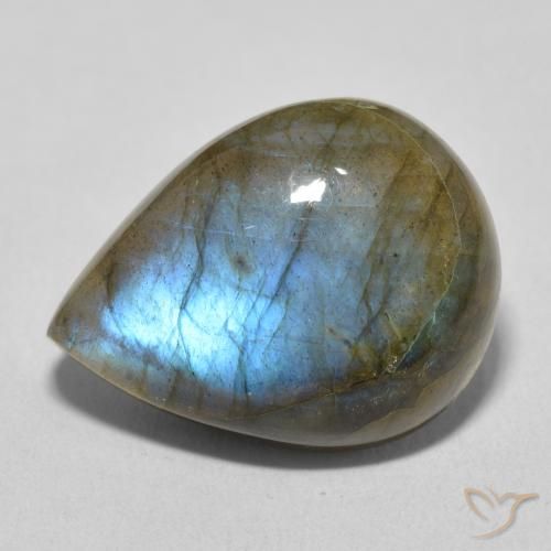 16.16ct Natural Multicolorido Labradorita, Formato de pêra, Translúcido