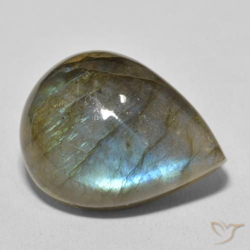 Labradorita Multicolorido Natural 16.16ct, Formato de pêra, Translúcido