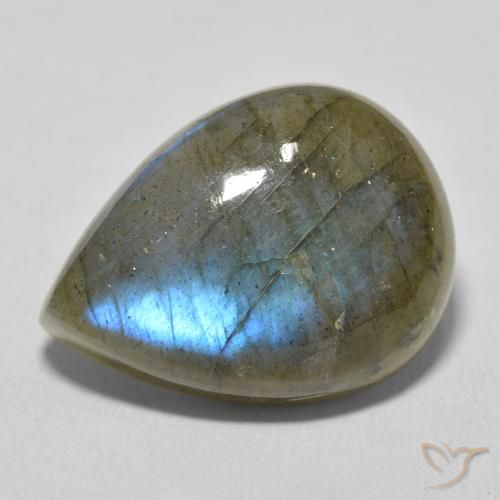 16.66ct Natural Multicolorido Labradorita, Formato de pêra, Translúcido