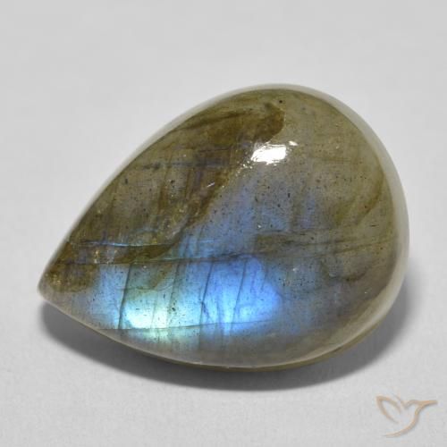 16.75ct Natural Multicolorido Labradorita, Formato de pêra, Translúcido