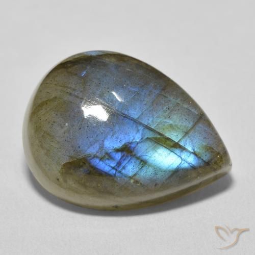 Labradorita Multicolorido Natural 16.75ct, Formato de pêra, Translúcido