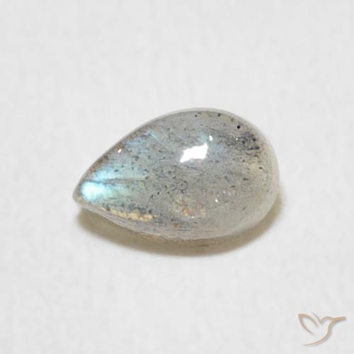 0.60ct Natural Multicolorido Labradorita, Formato de pêra, Translúcido