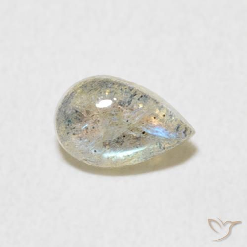 0.45ct Natural Multicolorido Labradorita, Formato de pêra, Translúcido