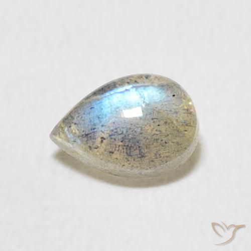 0.58ct Natural Multicolorido Labradorita, Formato de pêra, Translúcido