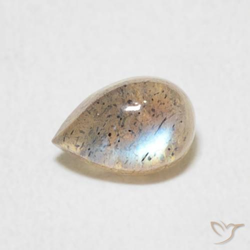 0.53ct Natural Multicolorido Labradorita, Formato de pêra, Translúcido