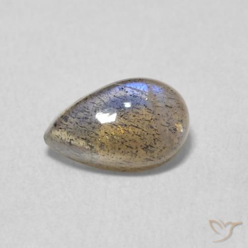 0.58ct Natural Multicolorido Labradorita, Formato de pêra, Translúcido