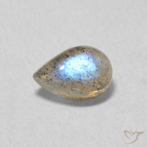 0.60ct Natural Multicolorido Labradorita, Formato de pêra, Translúcido