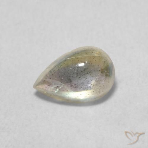 0.46ct Natural Multicolorido Labradorita, Formato de pêra, Translúcido