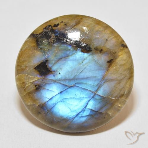 31.45ct Natural Multicolorido Labradorita, Redondo, Translúcido