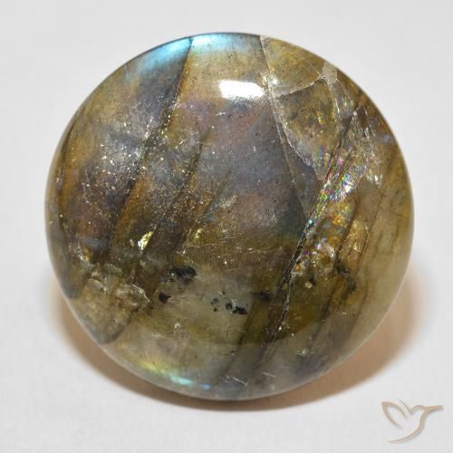 33.96ct Natural Multicolorido Labradorita, Redondo, Translúcido