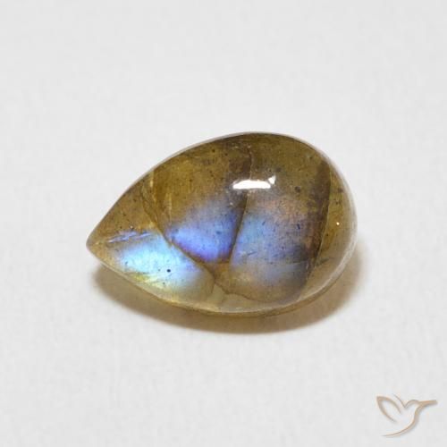 1.75ct Natural Multicolorido Labradorita, Formato de pêra, Translúcido