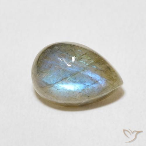 2.42ct Natural Multicolorido Labradorita, Formato de pêra, Translúcido