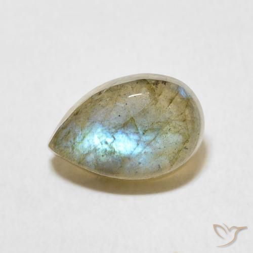 2.39ct Natural Multicolorido Labradorita, Formato de pêra, Translúcido