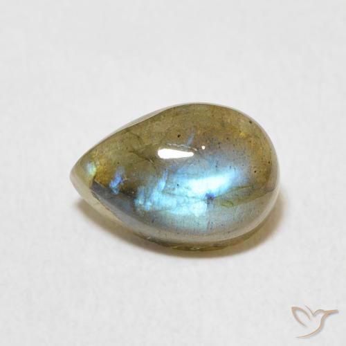 1.78ct Natural Multicolorido Labradorita, Formato de pêra, Translúcido