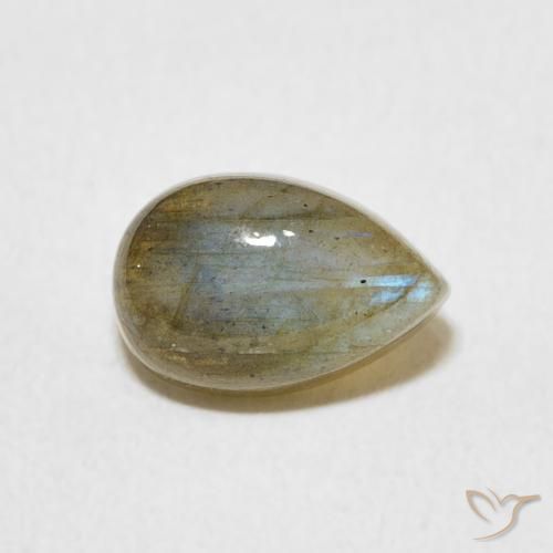 1.71ct Natural Multicolorido Labradorita, Formato de pêra, Translúcido