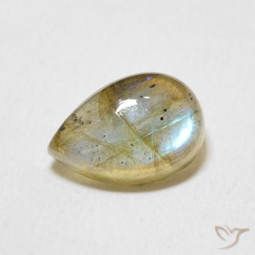 2.47ct Natural Multicolorido Labradorita, Formato de pêra, Translúcido