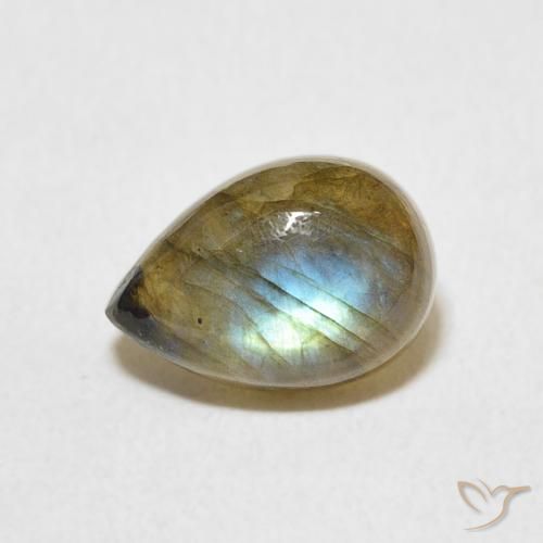 2.18ct Natural Multicolorido Labradorita, Formato de pêra, Translúcido