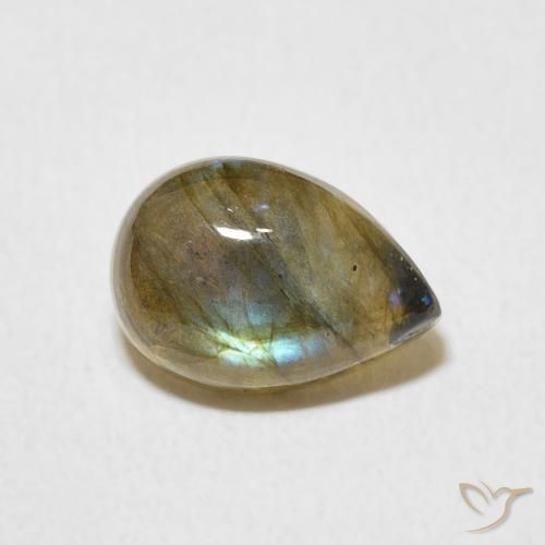 Labradorita Multicolorido Natural 2.18ct, Formato de pêra, Translúcido