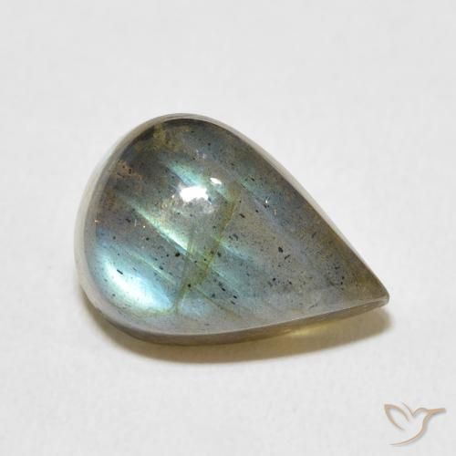 Labradorita Multicolorido Natural 6.96ct, Formato de pêra, Translúcido