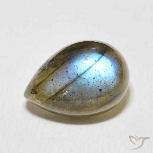 6.74ct Natural Multicolorido Labradorita, Formato de pêra, Translúcido