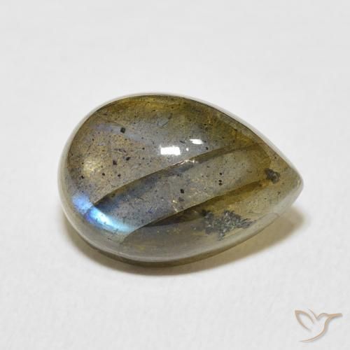 Labradorita Multicolorido Natural 6.74ct, Formato de pêra, Translúcido