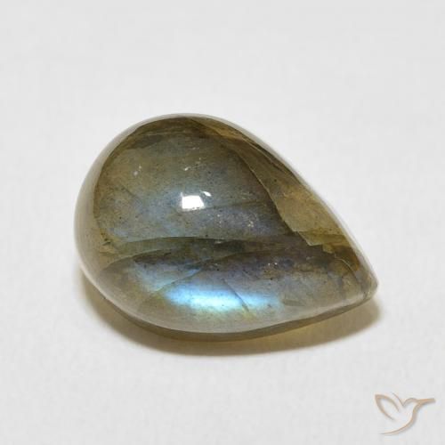 Labradorita Multicolorido Natural 6.89ct, Formato de pêra, Translúcido