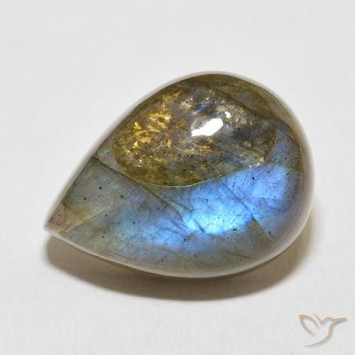 Labradorita Multicolorido Natural 19.92ct, Formato de pêra, Translúcido