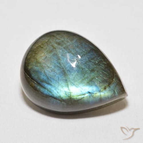 18.54ct Natural Multicolorido Labradorita, Formato de pêra, Translúcido