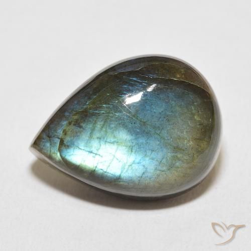 Labradorita Multicolorido Natural 18.54ct, Formato de pêra, Translúcido