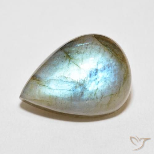 17.88ct Natural Multicolorido Labradorita, Formato de pêra, Translúcido
