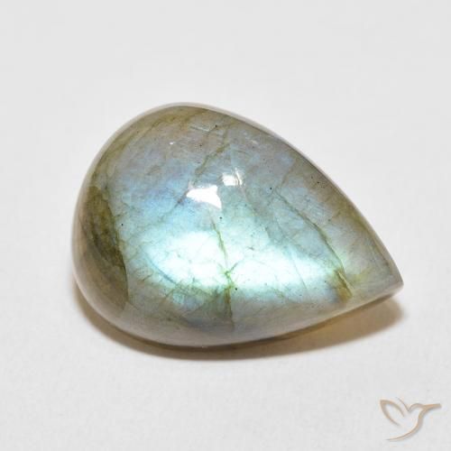 Labradorita Multicolorido Natural 17.88ct, Formato de pêra, Translúcido