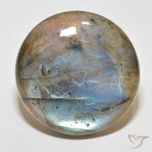 34.40ct Natural Multicolorido Labradorita, Redondo, Translúcido